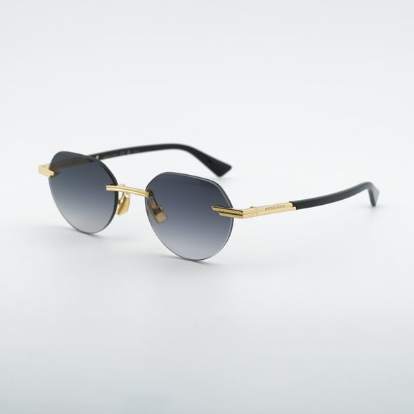 Bottega Veneta BV1379S 001 Sunglasses Shiny Gold Square Frame, Grey Lenses main image 7